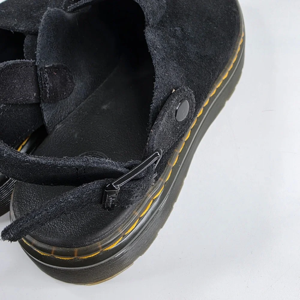 Dr. Martens Carlson Black Suede Lusso Mules Sandals Men 11 Women 12 Buckle Strap